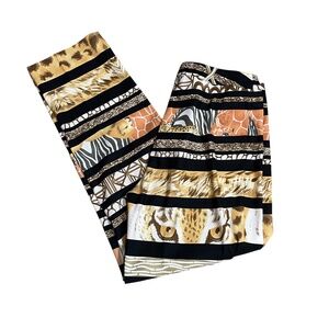 Alberto‎ Makali 6 Zipper Pants Eclectic Animal Print Black Gold Straight Ankle